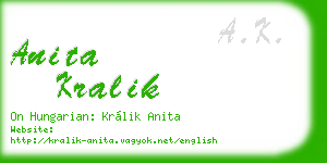 anita kralik business card