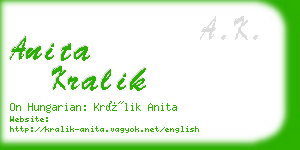 anita kralik business card